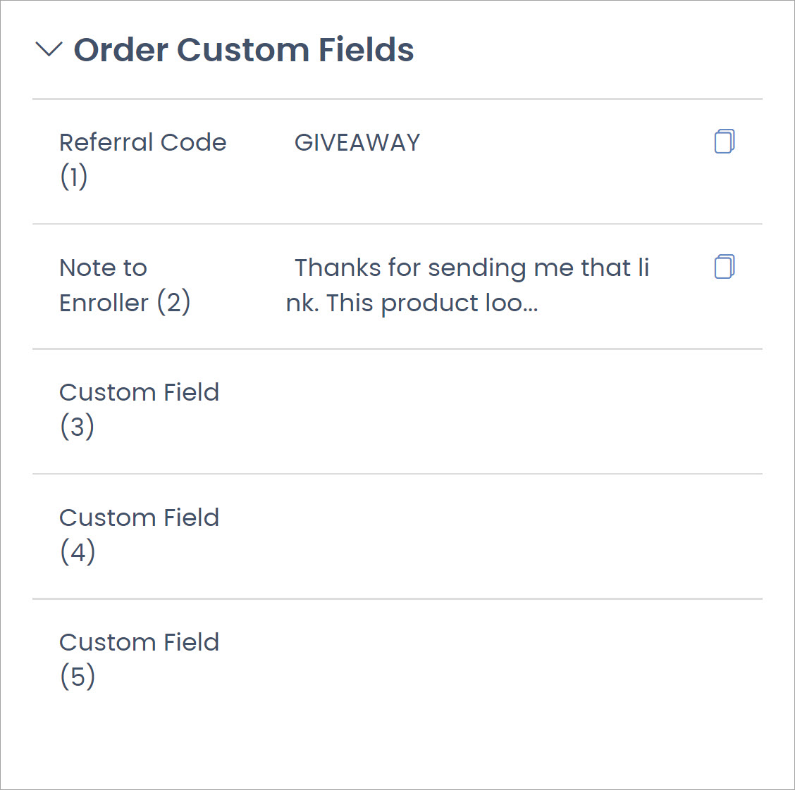 Order Custom Fields